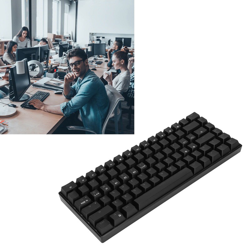 Mechanical Keyboard 82 Key RGB 3 Connection Modes Black Ergonomic