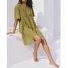 R.Vivimos Womens Summer Cotton Flowy Mini Dress V Neck Short