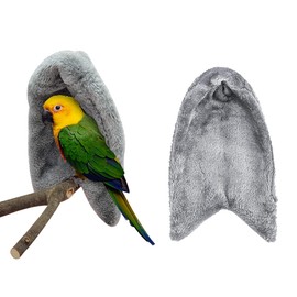 OTKARXUS Comfort Corner Fleece Bird Blanket,1PC Winter Warm Parrot Cage Snuggle Hut,Cage Bird Nest Parrot Bed for Parakeet Cockatiel Parrots Cockatiels (S, Grey)