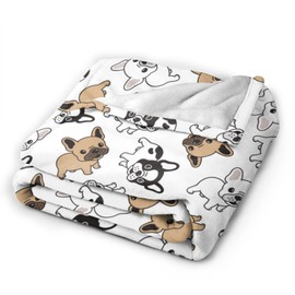 Fenmshairy French Bulldog Dog Thermal Throw Blanket, Ultra Soft Warm Cozy Microfiber All Season Lightweight Puppy Flannel Fleece Blanket for Sofa Bed Couch Office Travel, 60x50 Inches