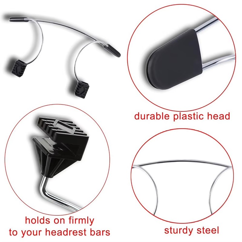 Universal Stainless Steel Car Headrest Coat Hanger for Jackets &