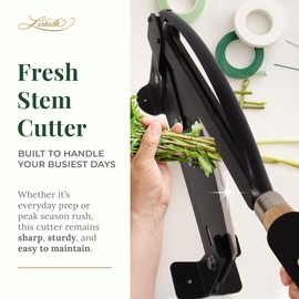 Larksilk Real Touch Fresh Flower Stem Cutter - 14-Inch Blade with Safety Latch, Includes Protective Glasses, Heavy Duty Commercial Grade, Perfect for Florists, Gardening, DIY Arrangements, Black