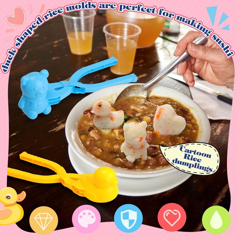 Sunnychicc 5 Pack Duck Rice Mold Plastic DIY Sushi Molds