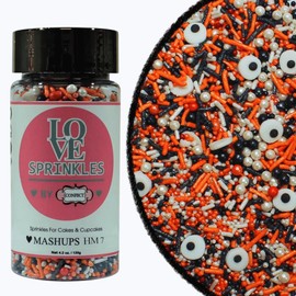 Confect Mix Orange, White & Black Disco Balls & Jimmies | Candy Eyes Sprinkles | Scary Sprinkles | Mischievous Masquerade Sprinkles - 3.5oz
