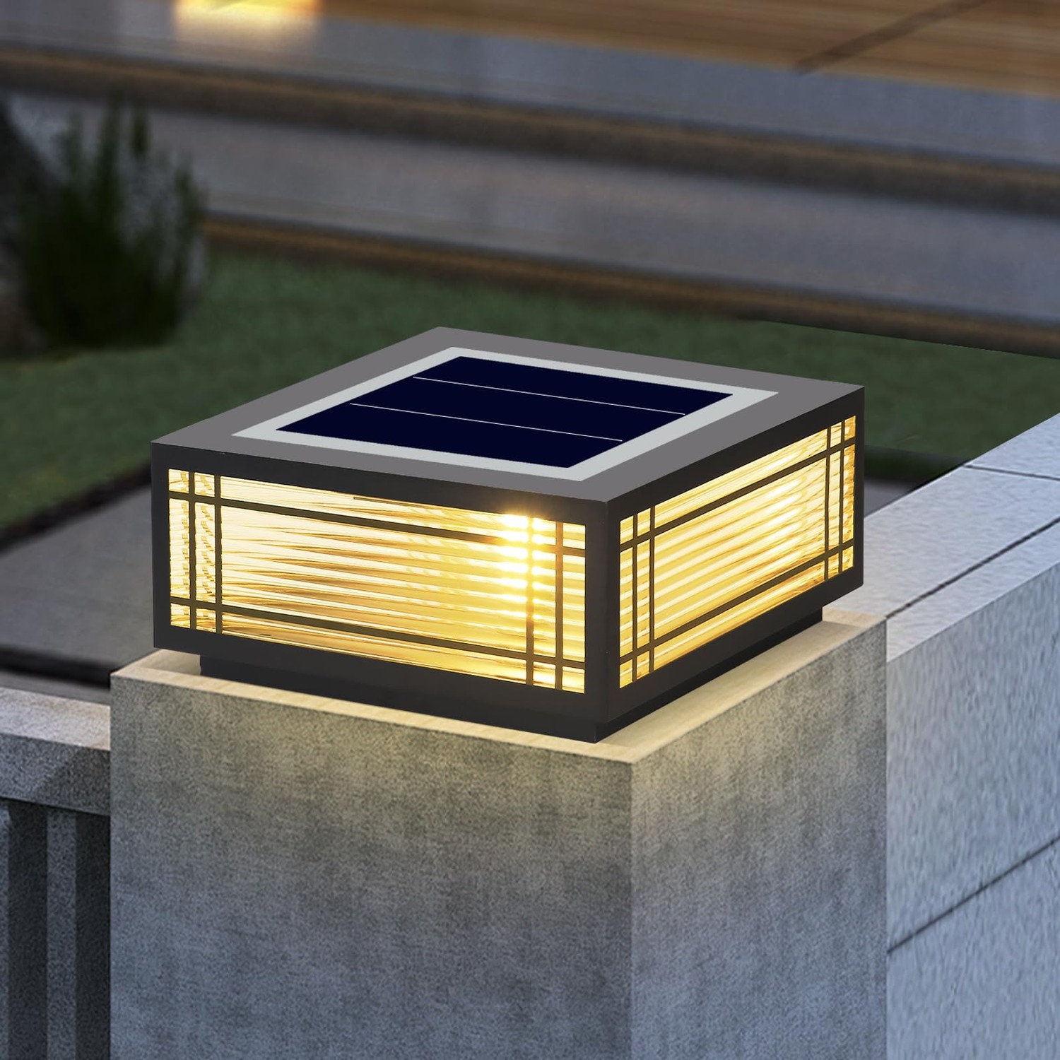 SLAWA Solar Post Light Fixture Exterior Pillar Light with LED Solar ...