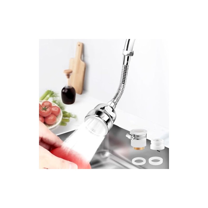 Faucet Sprayer Attachment，Kitchen Faucet Head Replacement 360° Rotatable 3-Speed Faucet
