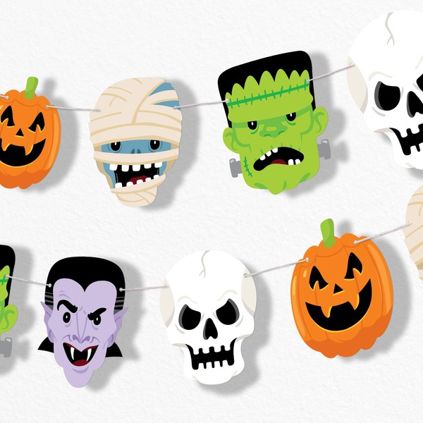 Big Dot of Happiness Halloween Monsters Garland Banner, Spooky Halloween