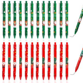 Tcnzdy Pack of 24 Christmas Gifts, Small Christmas Gifts, Ballpoint Pen Funny, Christmas Gifts for Students, Adorable Pen, Cartoon Pen, Office, Plastic,