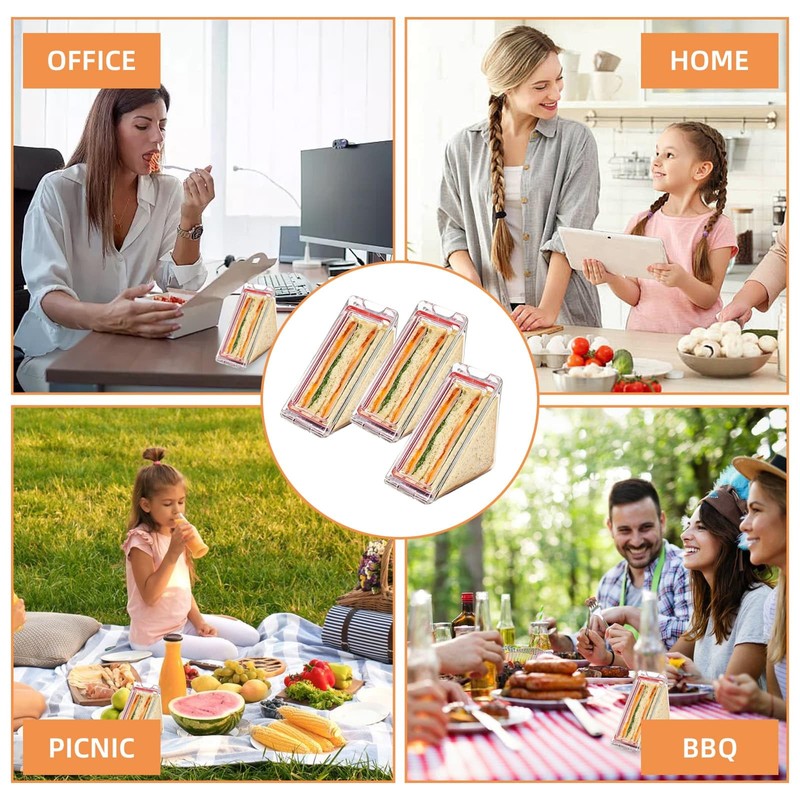 DYUEE Triangle Sandwich Box Reusable, 3 PCS Washable Sandwich Container,