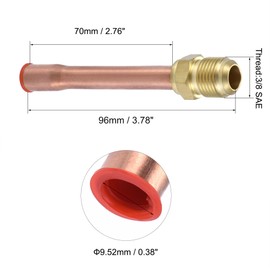 Boxonly Service Access Valve, 3/8 SAE Flare Male Thread, Filling Access Valves with Copper Tube for Air Conditioner Refrigeration, HVAC Access Valve, 2pcs