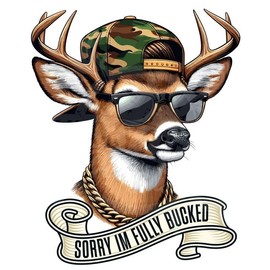 Sorry Fully Bucked Vinyl Sticker 5 Inches Deer Buck Hunting Decals for Vehicles Cars Bumper Window Adults Laptops Waterbottles Trucks