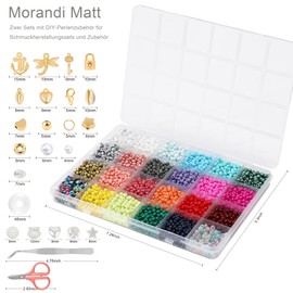 FEHCBIO 15000+ Pieces 48 Colours 3 mm + 4 mm Beads Set DIY Beads for Bracelets, with Letter Beads for Threading DIY Jewellery Making Set, Gift Idea for Christmas, Birthday, Parties