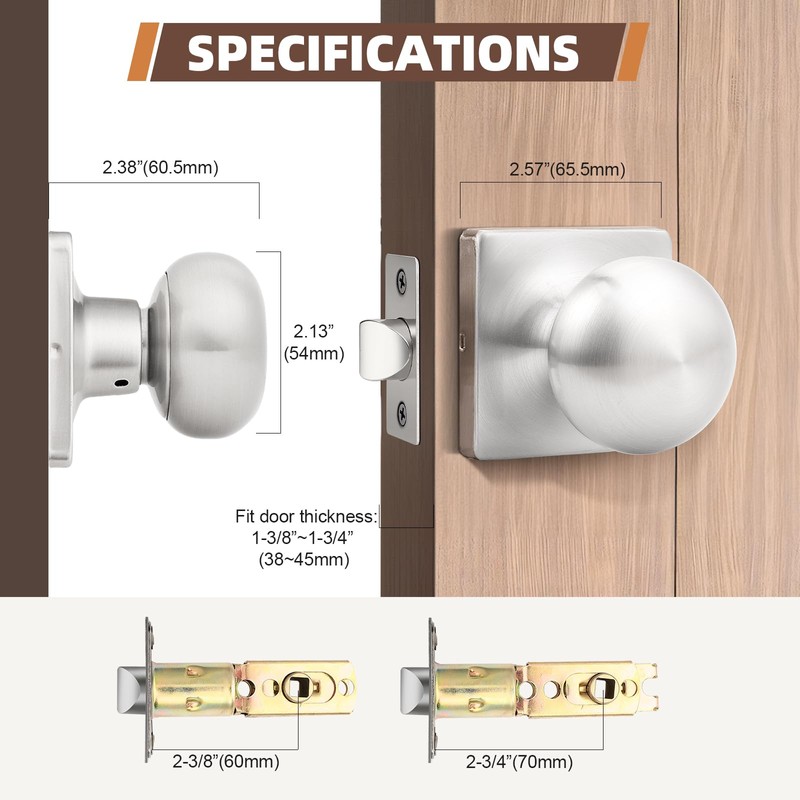 GOBEKOR 10 Pack Passage Door Knobs Keyless Interior Door Knobs