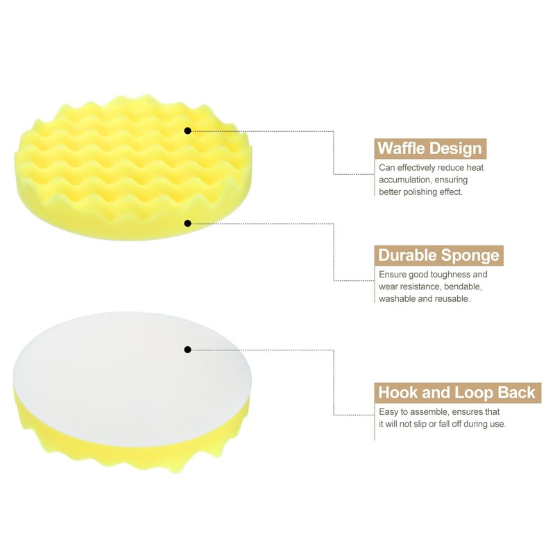 HARFINGTON Buffing Sponge Pads 7" Polishing Wheel Waffle Finishing Grip