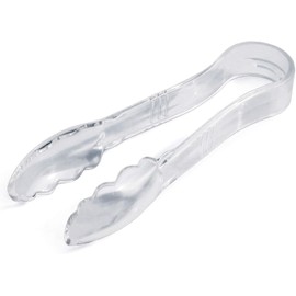 New Star Foodservice Utility Tong, High Heat Plastic, Scalloped, Set of 12 (6-Inch, Clear)