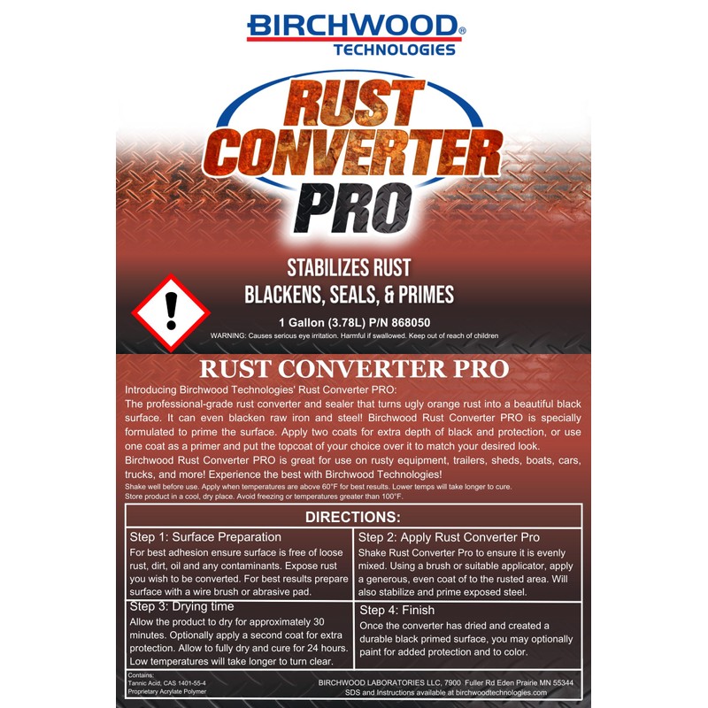 Rust Converter PRO by Birchwood Technologies – Thick Concentrate for