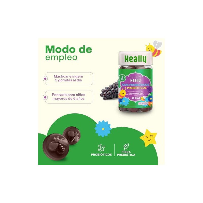 Gomitas Probióticos Niños Inulina y Lactobacillus HEALLY KIDS
