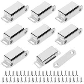 Keadic 8Pack Silver Magnetic Door Catch Door Magnetic Catch Stainless Steel, Heavy Duty RV Magnetic Cabinet Latches with Mounting Screws Cabinet Magnets for Home Kitchen Cupboard(15 LB)