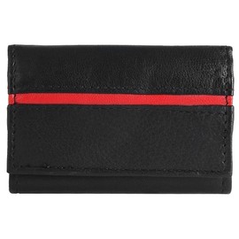 Excellanc 3000170 Unisex Mini Wallet Real Leather Landscape Format 9.5 x 6 x 2 cm, black red, Classic