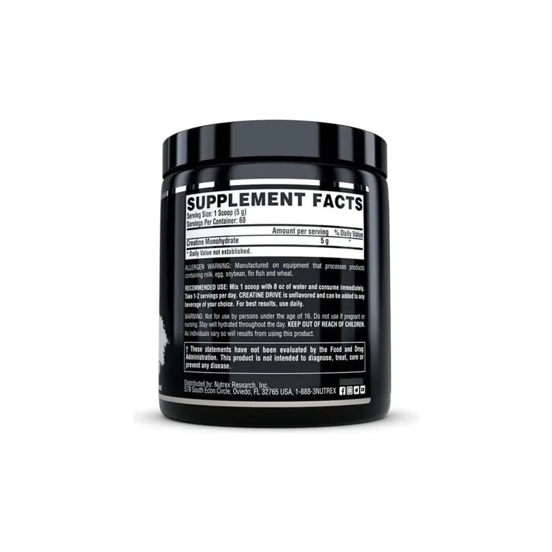 Creatina Drive Monohidratada Pura 300g. Nutrex Sin Sabor