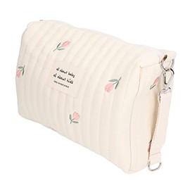 Bolsa Portátil para Biberones, Bolsa de Almacenamiento de Pañales de Algodón, Bolsa Neutra para Cochecito, Tanto para Biberones como para Pañales (bordado de tulipanes)