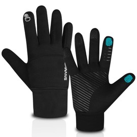SAWANS Winter Gloves Men Women Touchscreen Running Gloves Non-Slip Grip Soft warm Thermal Sports Gloves Elastic Cuff Windproof Driving Cycling Climbing Outdoor Skiing Hiking (Black, S)