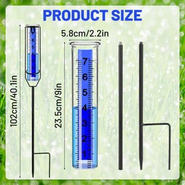 Okdance Rain Gauge for Outdoor Three Section Design Adjustable Height Rain Gauge 7 Inch Eain Catcher Easy to Read Plastic Rain Guage for Yard Garden Lawn Decoration