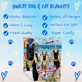 Doggie of the Day French Bulldogs - Pet Friendly Beach Family - Soft Blanket for Dog Lovers - Fleece, Sherpa & Tasseled Woven Durable Throw Blanket for Bed, 60x80 Fleece BLNKTB54875