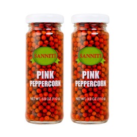 Sanniti Pink Peppercorns in Brine | Imported from Spain | Great for Sauces, Soups, Meats and Light Dishes, 3.9 oz (Pack of 2)