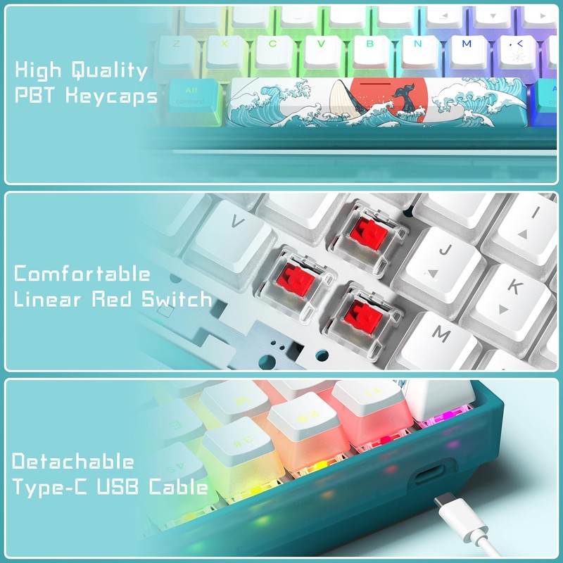 Womier 60% Percent Keyboard,WK61 V2 Mechanical RGB Wired Gaming Keyboard,Hot-Swappable