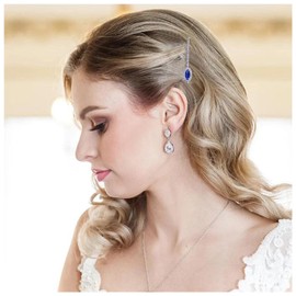 Andelaisi Vintage Sapphire Crystal Hair Pin Barrettes Blue Crystal Wedding Hair Barrettes Vintage Rhinestone Hairpin Barrette Bling Cz Hair Pins Hairclip Decorative Bobby Pins for women(Style A)