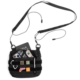 TACTICAL GEEK Cache L2 EDC Sling Bag, 500D Nylon Crossbody Bag Organizer, Wasserdichter Reißverschluss EDC Molle Tasche, Rucksack, Umhängetasche für den Täglichen Wandertransport, Schwarz