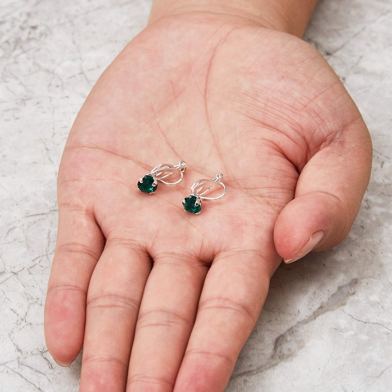Philip Jones May (Emerald) Birthstone Clip On Earrings Created with