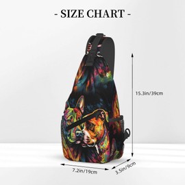 PVTIONXIE Pitbull Florescent Dog 3 Crossbody Chest Bag for Women Men, Daypack Sling Backpack for Travel Sport Running Hiking