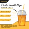 CHEF ROYALE 25 x 12oz Plastic Smoothie Cups with Dome