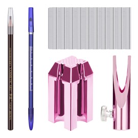 ATOMUS Eyebrow Makeup Sharpener Set 0.8cm and 1cm Pencil Sharpener 10pcs Eyebrow Trimmer Brown and Dark Coffee Eyebrow Pencil Set for Makeup and Microblading Eyebrow (1#)