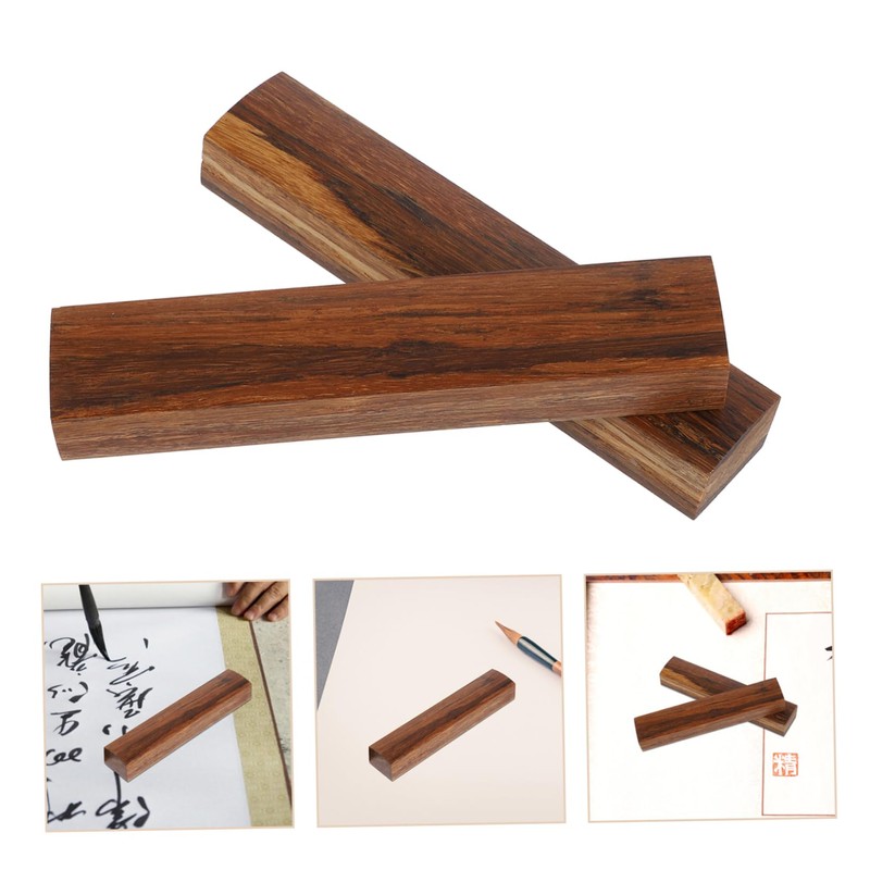 Operitacx Pack of 2 Bamboo Calligraphy Ruler Table Paperweight Chinese