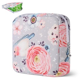 Desing Wish Period Bag Pouch Soft Cloth Sanitary Napkin Storage Bag Portable Menstrual Pad Pouches Tampon Holder for Purse First Period Kit for Girls 9-12 (Flowers)