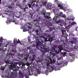 KYEYGWO Amethyst Irregular Gemstones Loose Beads Strand, Tumbled Stone Chip Crystal Tumbled Stones for Jewellery Making and DIY Handmade Craft, 83.8 cm