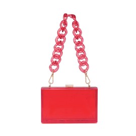 L-COOL Cute Transparent Acrylic Shoulder Bags Clear Crossbody Evening Clutch Purse Handbag With Two Chains For Women (T-Red)