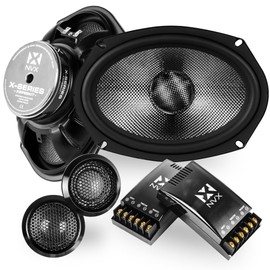 NVX® XSP69KIT 6x9 Car Speakers, 600W Max, 300W RMS, 2-Way Component System w/ 1" Silk Dome Tweeters & Passive X-Overs, Easy to Install in Cars/Trucks/Doors (Pair)