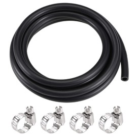 sourcing map Lubricating Oil Hose 6mm(1/4") ID 9mm OD 6.6ft Rubber Water Hose Black, 4 Clamps