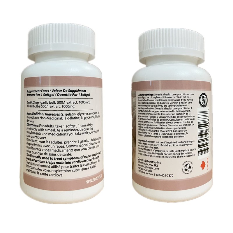 Garlic Extract 1000mg 250 Softgels [1 bottle] by Total Natural