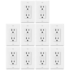 ELECTECK 10 Pack GFCI Outlets 15 Amp, Non-Tamper Resistant, Decor GFI Receptacles with LED Indicator, Ground Fault Circuit Interrupter, Wallplate Included, ETL Listed, White