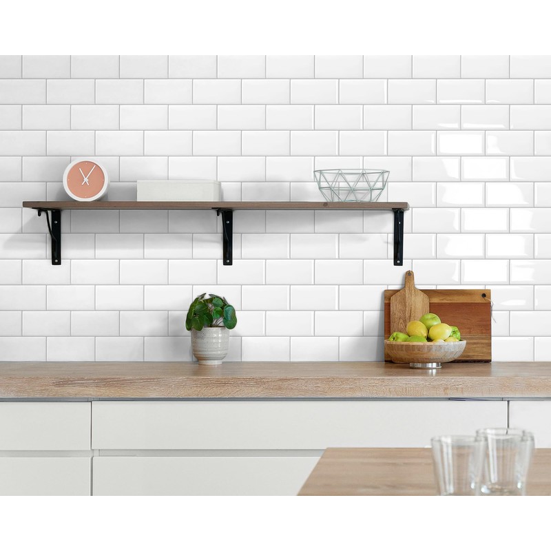 DEWOO 10 Thick White Subway Tile Peel and Stick Backsplash