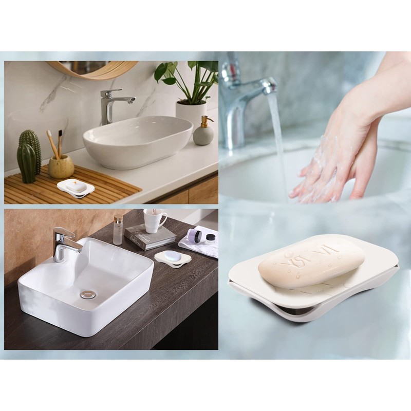 Plastic Soap Dish with Drainage 2Pcs Shower Soap Holder with