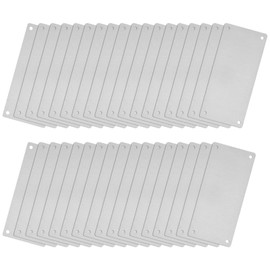 QUARKZMAN 35 Pieces 50 x 22 mm Stainless Steel Blank Labels Rectangle Engraving Blanks Card with 4 Holes for Machines Name Plate DIY Label Pendant (Silver Tone)