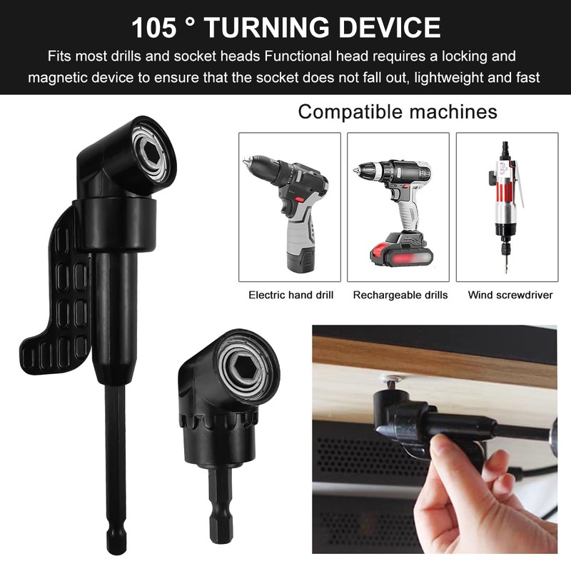 14-Piece Angle Screwdriver Attachment Set, 105° Angle Attachment for Cordless