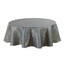 Home Beyond & HB design - 70 Inch Round Jacquard Tablecloth, Waterproof Spillproof Wrinkle Resistant Polyester Table Cover Protector, Grey
