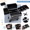 Rolling Makeup Case on Wheels 4 Tray Cosmetic Trolley with